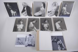 A collection of nine 1950s/60s glamour photographs, together with a book of glamour photos by