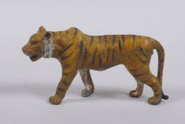 An Austrian style cold painted bronze figure of a tiger, 10cm long