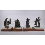 Herb Mignery, (American, b1937), a set of four bronze sculptures of American pioneer tradespeople,