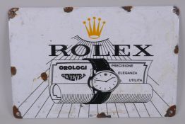 A vintage style 'Rolex' enamel advertising sign, 30 x 20cm