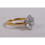 An 18ct yellow gold and seven stone diamond ring, approx 1ct, size N/O