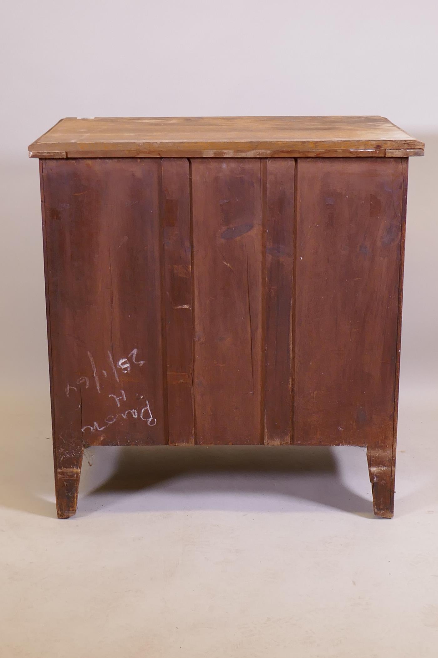 An Arts & Crafts oak three drawer chest, raised on shaped supports, 74 x 49 x 77cm - Image 4 of 4