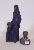 Stacy Bayne, 'He Who Roams the Plains', a limited edition, 704/5000 figure of a Maasai, 40cm high,