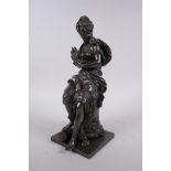 After Emile Bruchon, a late C19th/early C20th French bronze of a seated woman holding a nest of