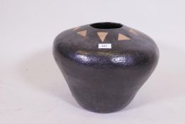 A large glazed ceramic pot, 38cm wide