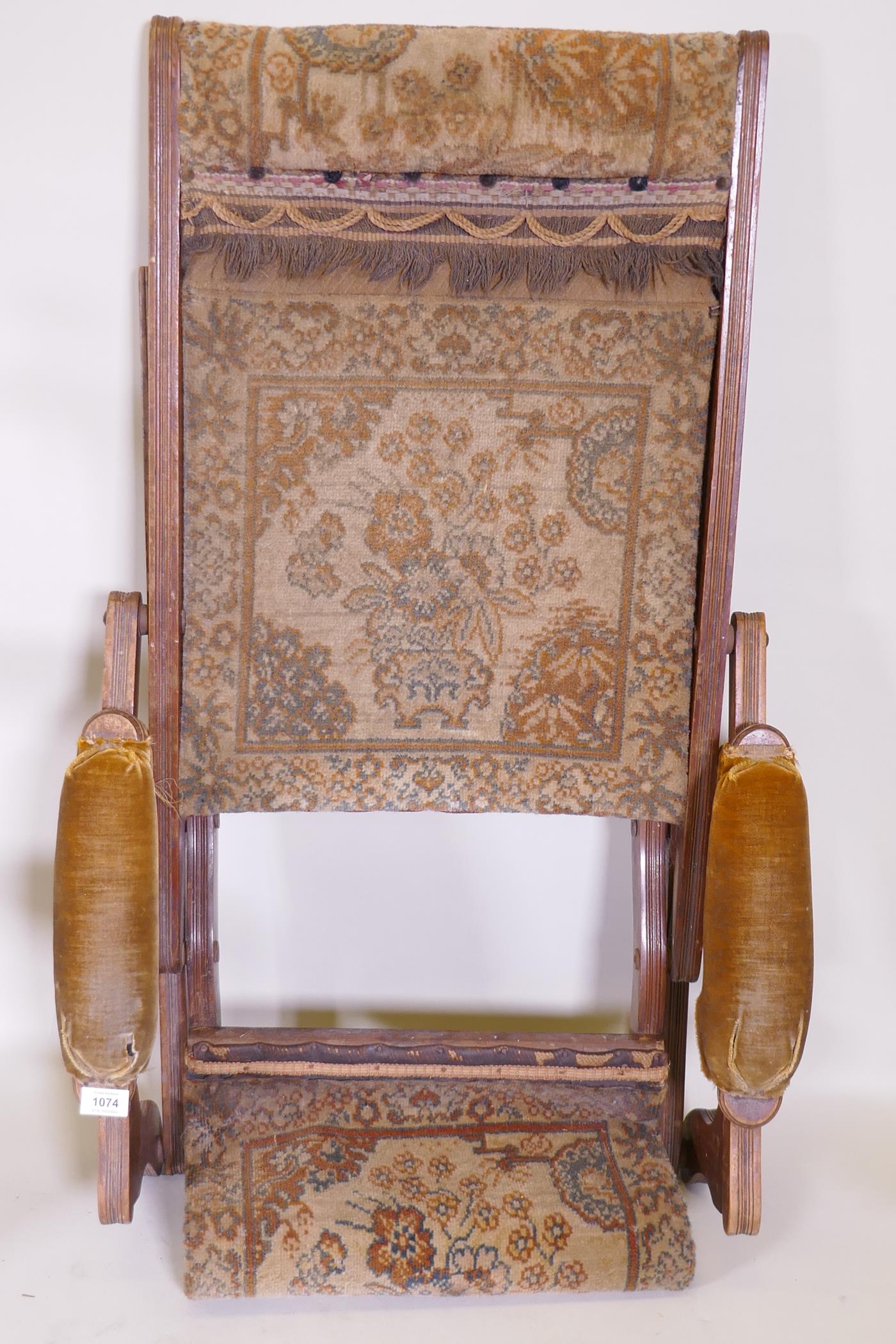 A Victorian campaign chair, The Baveystock, labelled No 6787, May 20, 1886 by Royal Letters - Image 5 of 5