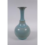 A Chinese Ru-ware style porcelain bottle vase, 27cm high