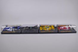 Four 1970s/80s Scalextric cars, to include a Lotus 77 (JPS Livery) C.126, a March Ford 240 (Rothmans
