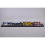 Four 1970s/80s Scalextric cars, to include a Lotus 77 (JPS Livery) C.126, a March Ford 240 (Rothmans