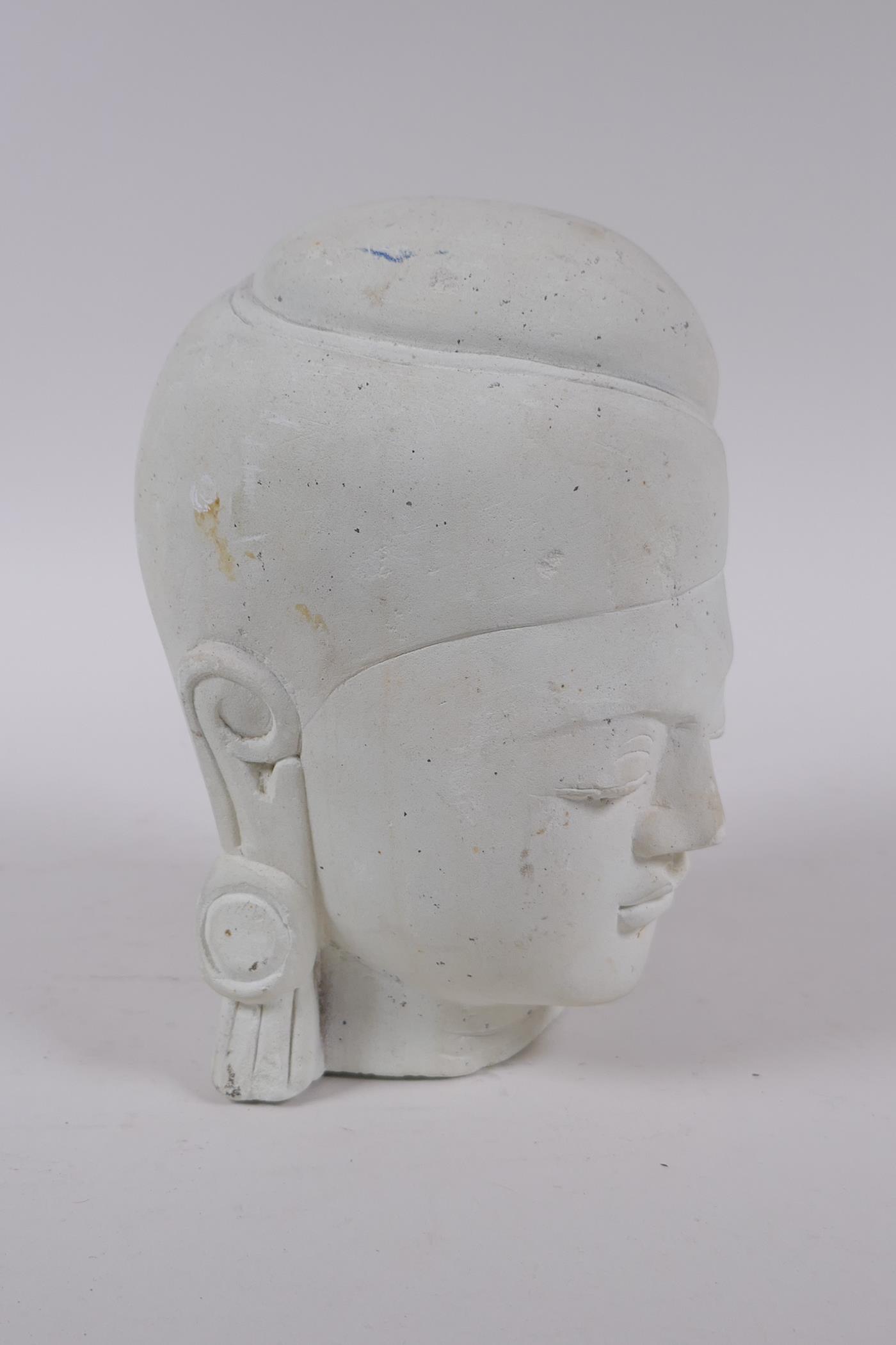 An Indian plaster head bust of Buddha, 17cm high - Image 3 of 4