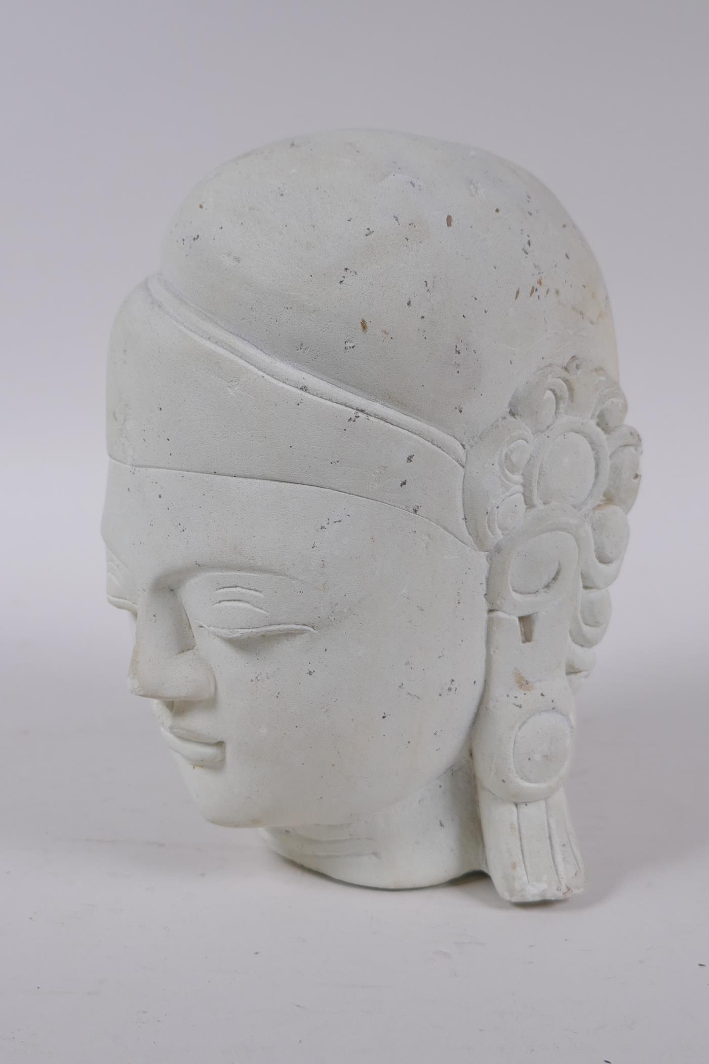 An Indian plaster head bust of Buddha, 17cm high - Image 2 of 4