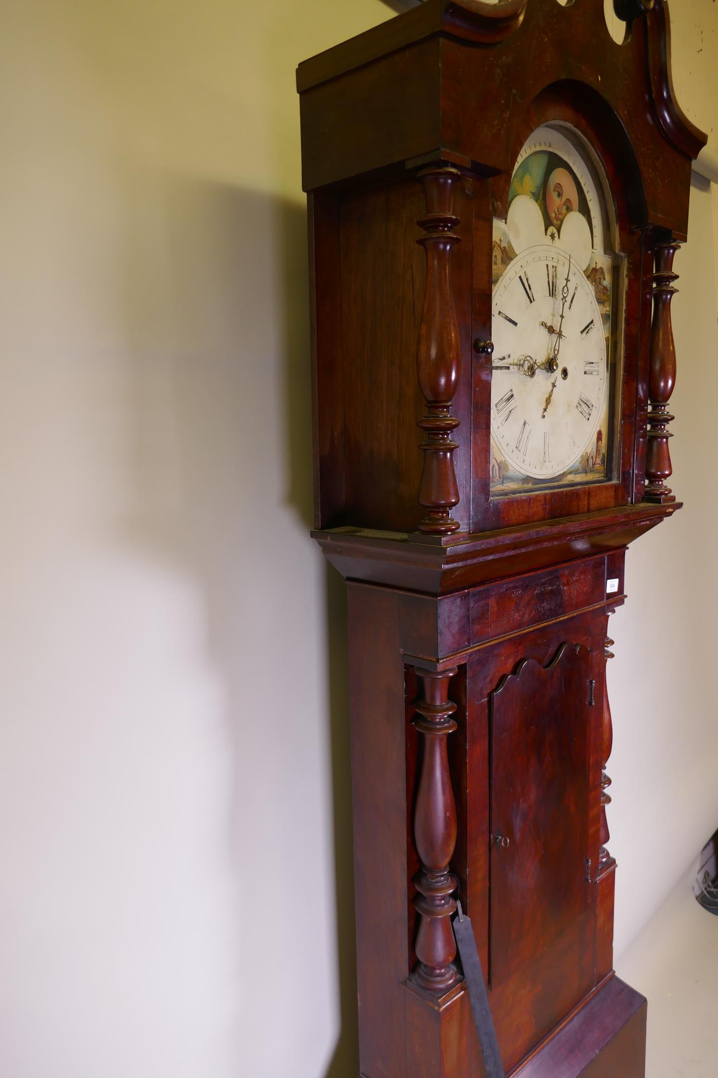 A C19th mahogany north country longcase clock by Royle of Rawson, Wigan, the enamel dial with a - Image 3 of 10