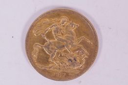 A Victorian gold double sovereign, 1887
