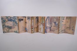 A Chinese printed concertina book depicting erotic scenes, 9 x 19cm