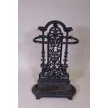 A Victorian painted cast iron stick stand, 45 x 23cm, 70cm high