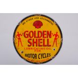 A vintage style Golden Shell enamel advertising sign, 30cm diameter