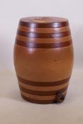A late C19th/C20th gallon ceramic barrel, impressed Stiff, Lambeth, 69cm high