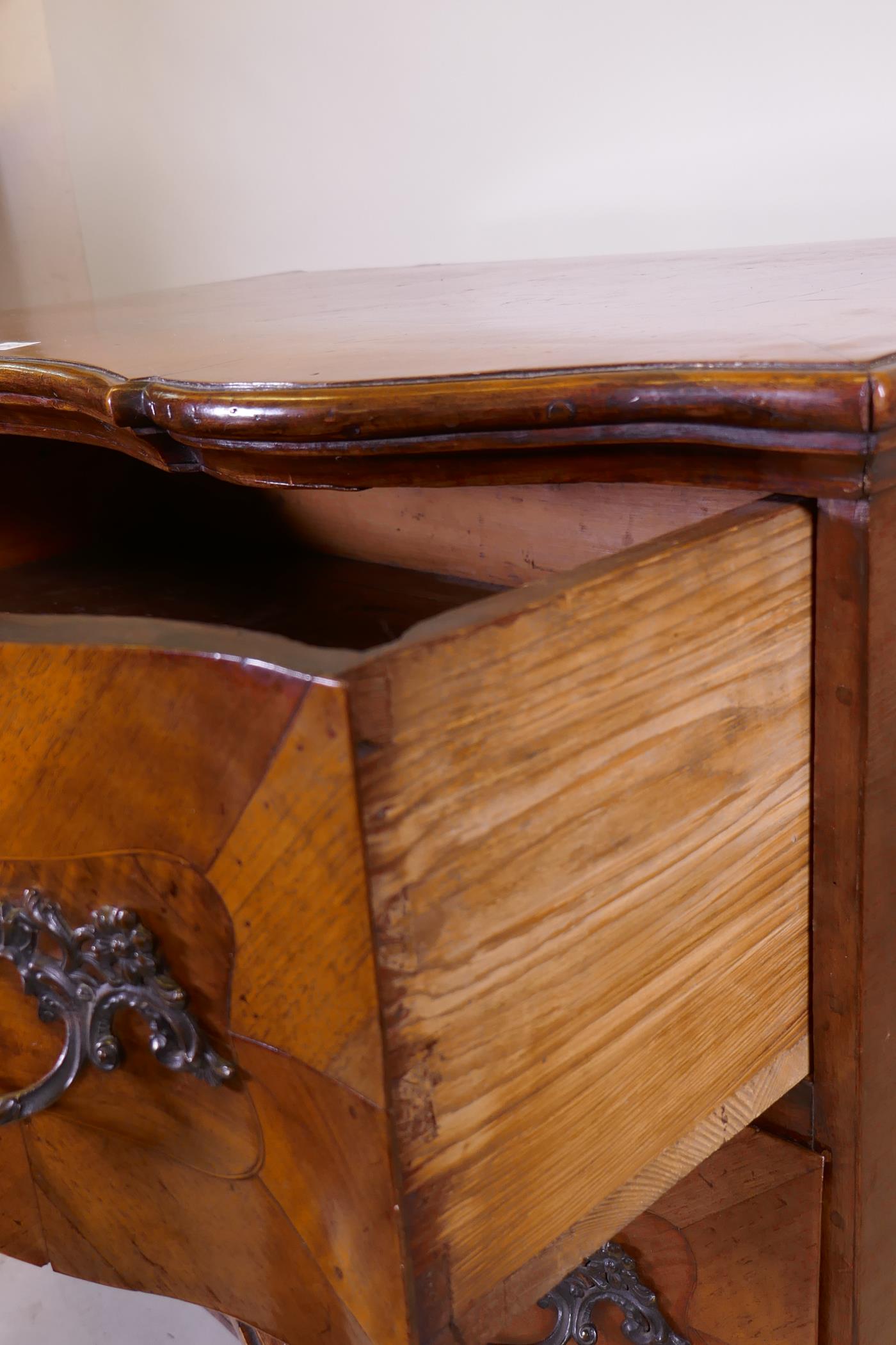 A late C18th/early C19th Maltese serpentine fronted walnut commode with two drawers, raised on a - Image 4 of 13