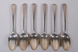 Six Georgian silver spoons, including two by Thomas and William Chawner, three by Thomas Tookey