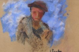 James Pryde, (Scottish, 1866-1941), portrait study, coloured chalk drawing, signed, 18 x 26cm