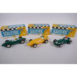 Three 1960s Triang Scalextric cars to include a B.R.M. C.59, a Vanwall C.55, and a Ferrari 156 C.62,