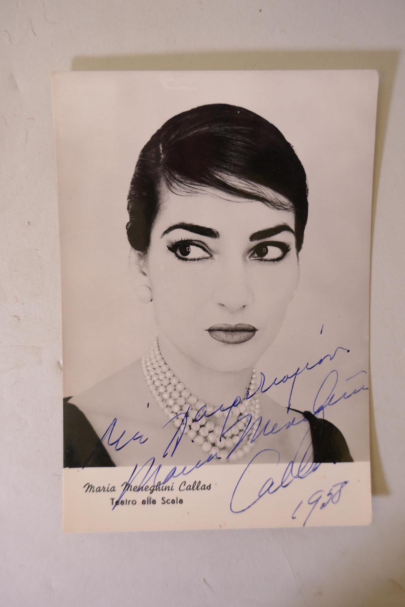 Maria Callas, signed postcard to 'With regards, from Maria Meneghim Callas, 1958' - Image 2 of 3