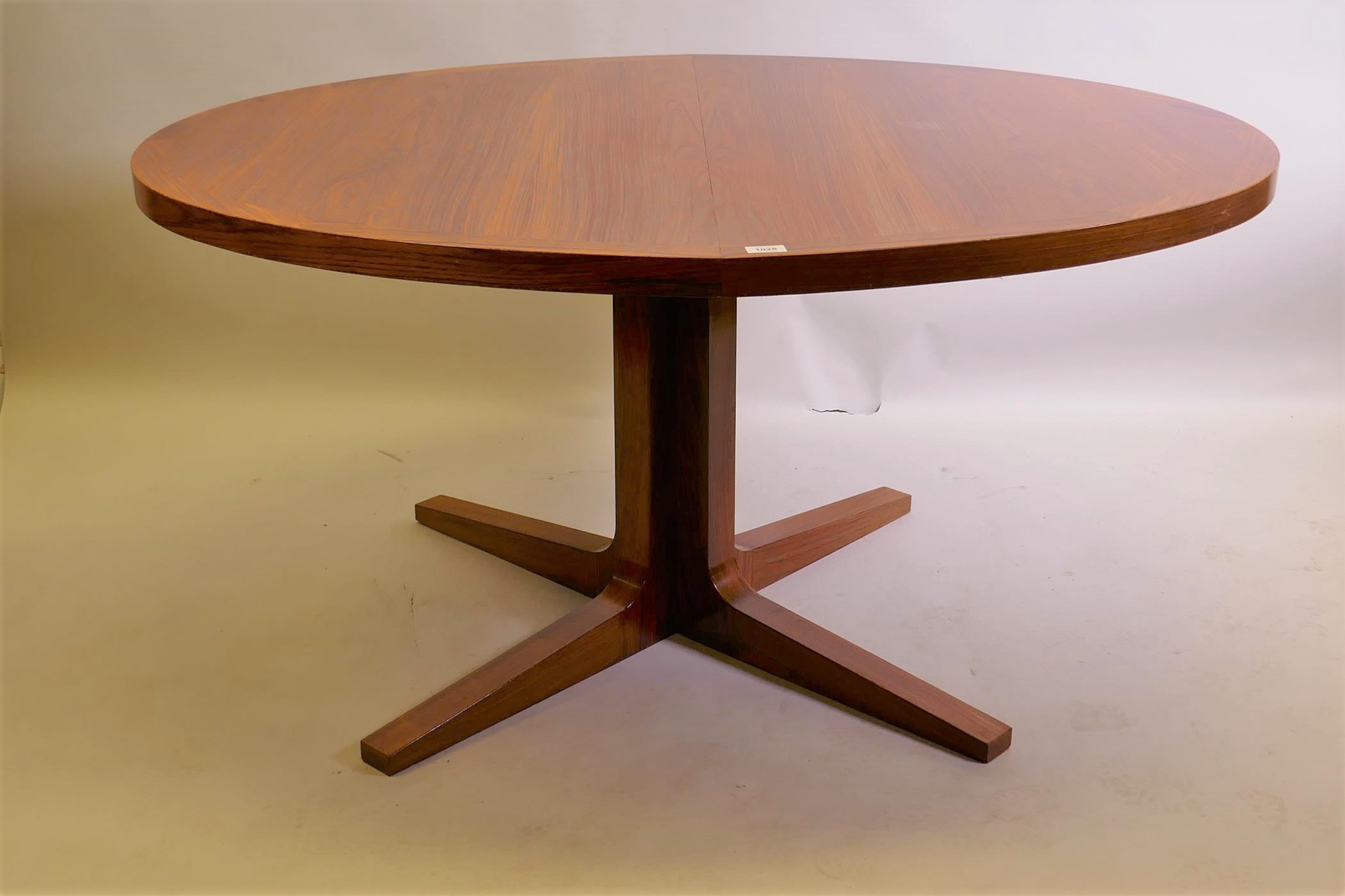 A 1980s Danish rosewood dining table by Dyrlund, adapted, 113 x 140cm, 71cm high