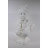 A ceramic bust of Marie Antoinette, 50cm high