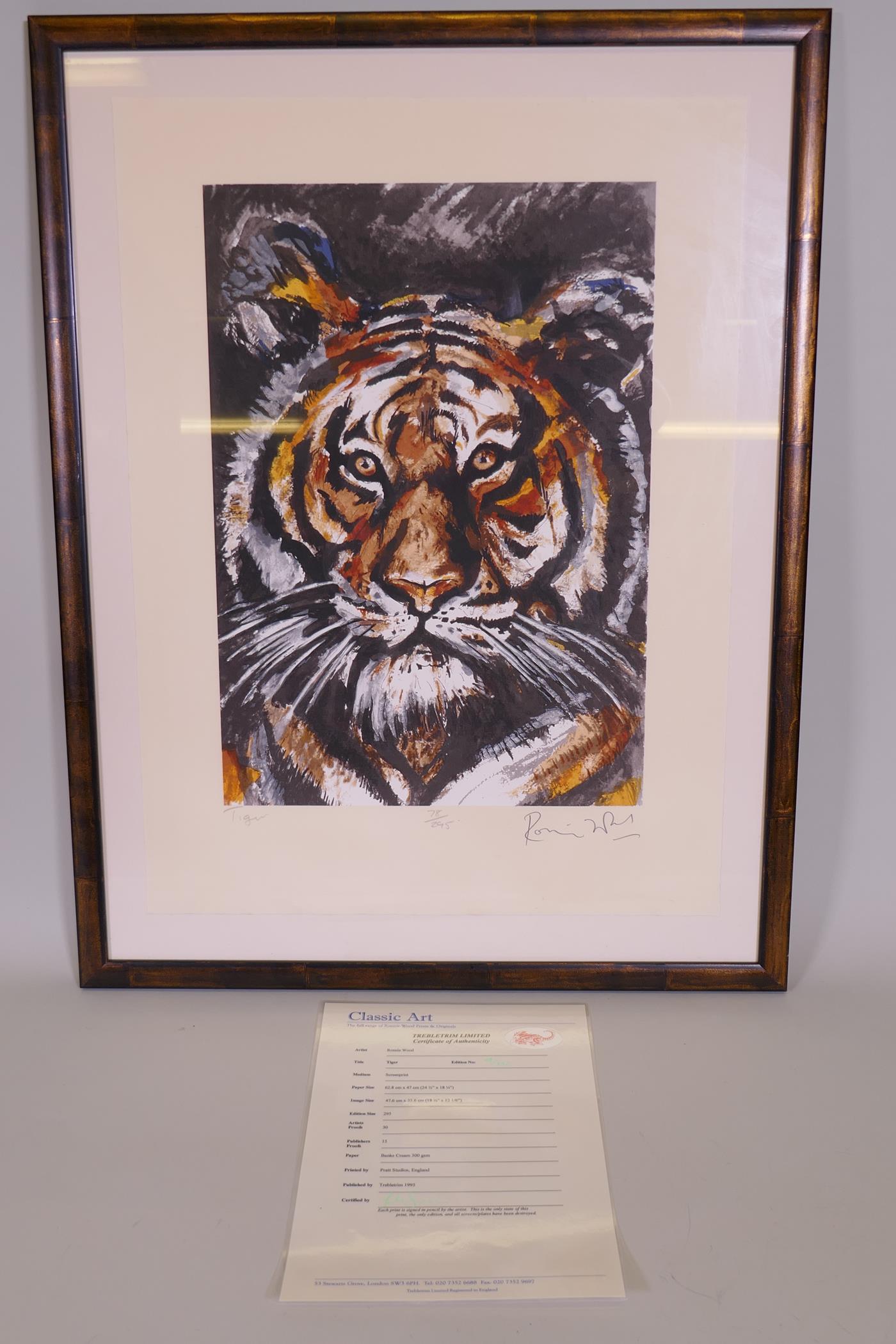 Ronnie Wood - Rolling Stones signed limited edition screen print, Tiger, 78/295, published 1995 by - Image 2 of 3