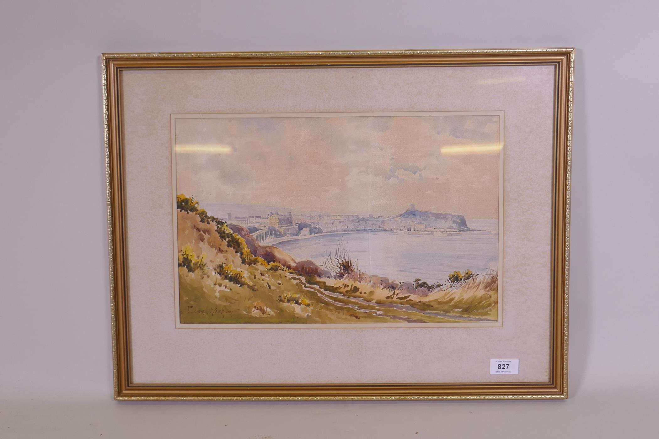 Edward H. Simpson, South Bay from Cliff Tops, signed, watercolour, 43 x 28cm - Image 2 of 4