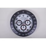 A Rolex Daytona style wall clock, 34cm diameter