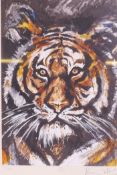 Ronnie Wood - Rolling Stones signed limited edition screen print, Tiger, 78/295, published 1995 by