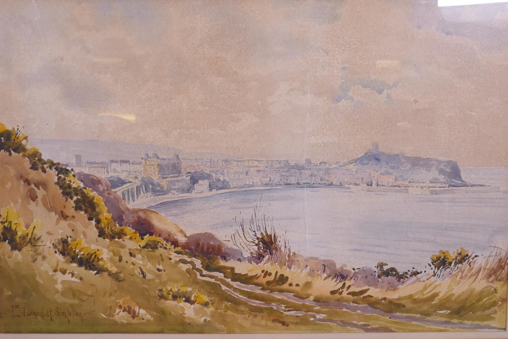 Edward H. Simpson, South Bay from Cliff Tops, signed, watercolour, 43 x 28cm