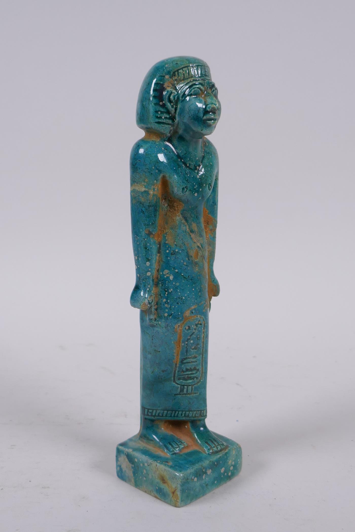 An Egyptian faience turquoise glaze shabti, 21cm high - Image 2 of 3