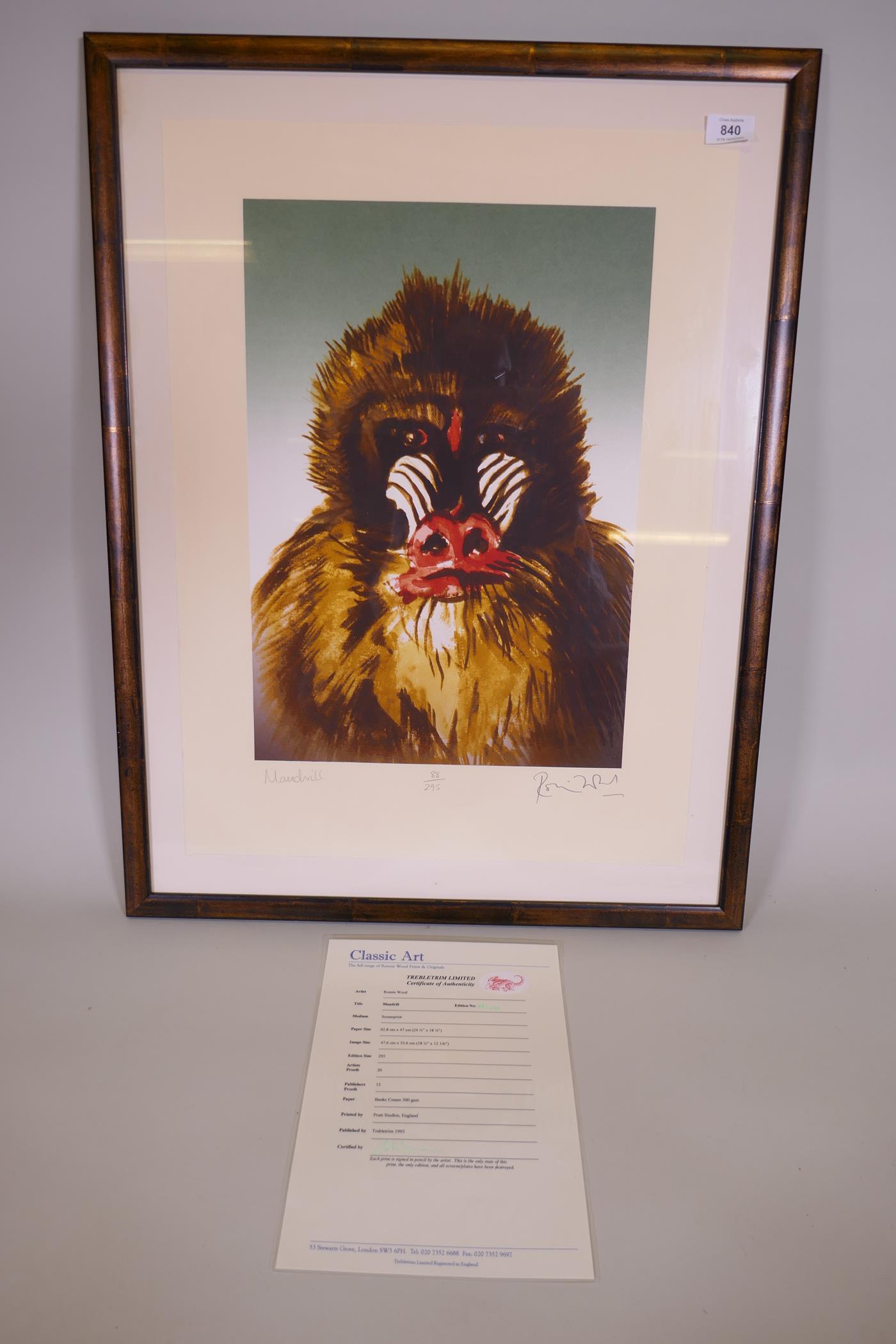 Ronnie Wood - Rolling Stones signed limited edition screenprint, 88/295 Mandrill, published - Image 3 of 4