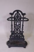 A Victorian painted cast iron stick stand, 45 x 23cm, 70cm high