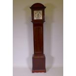 A mahogany cased grandmother clock, the silver dial with Arabic numerals, inscribed Samuel Makin,
