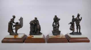 Herb Mignery, (American, b1937), a set of four bronze sculptures of American pioneer tradespeople,