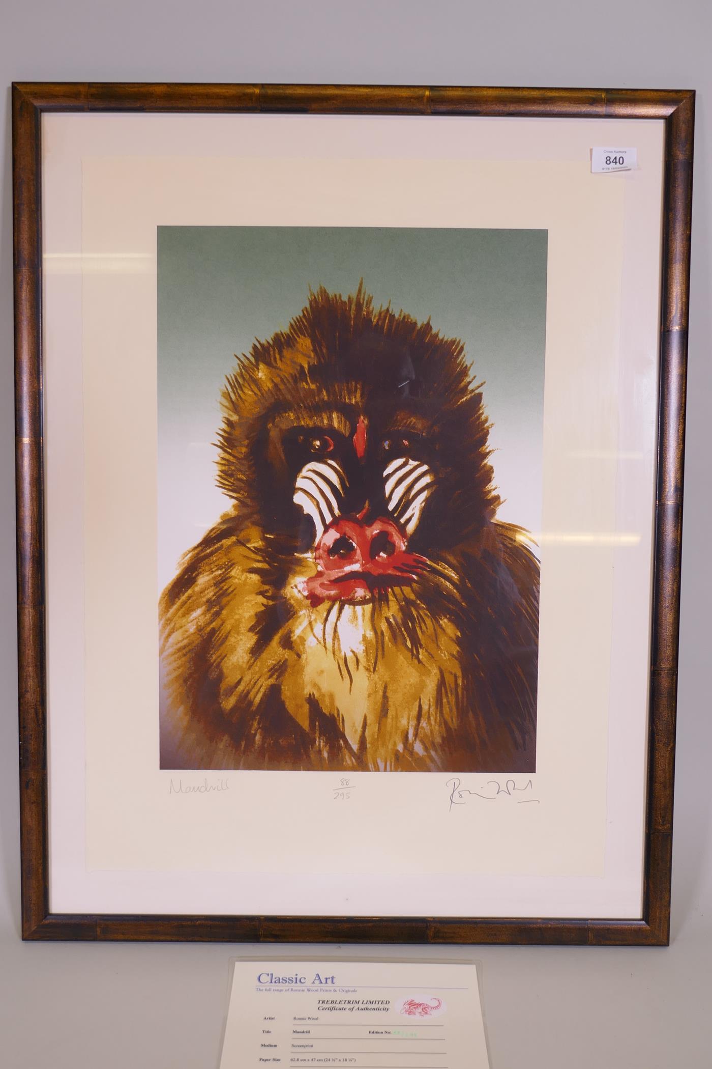Ronnie Wood - Rolling Stones signed limited edition screenprint, 88/295 Mandrill, published - Image 2 of 4