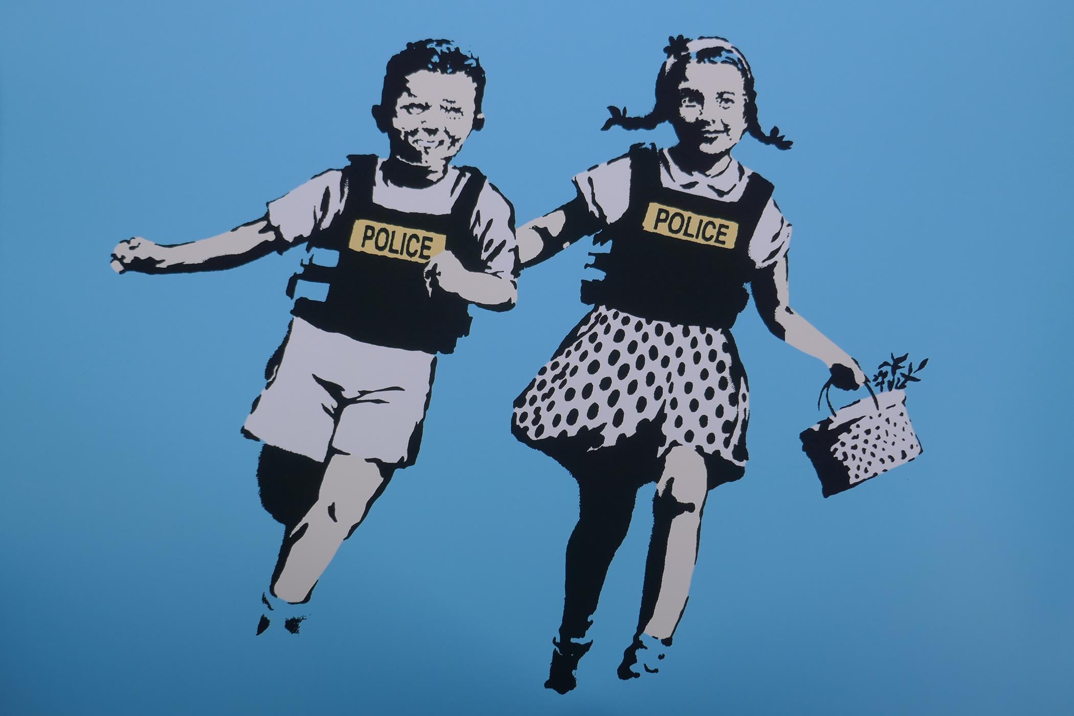 After Banksy, Jack & Jill (Police Kids) limited edition copy screen print, 290/500, by the West