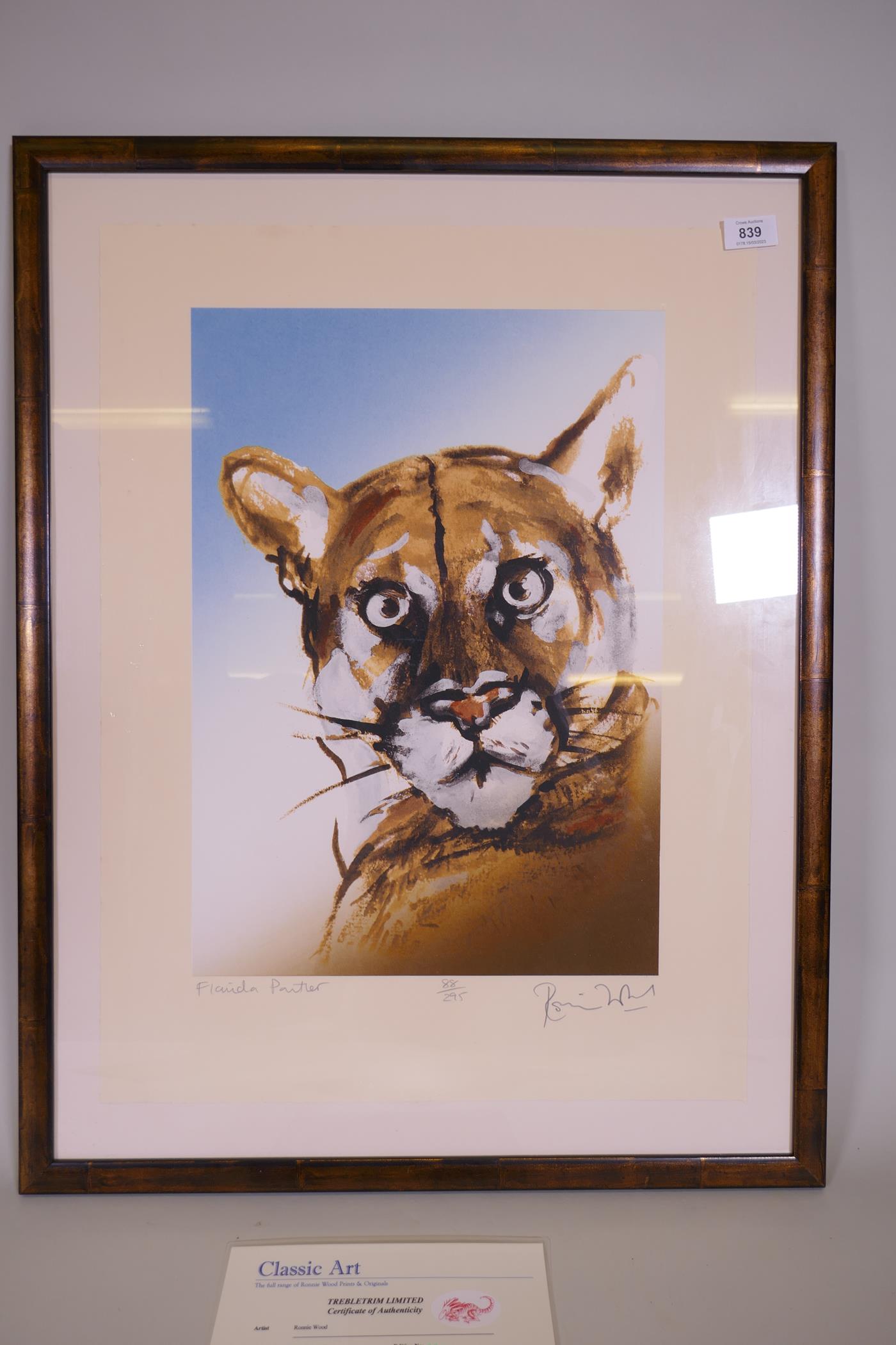 Ronnie Wood - Rolling Stones signed limited edition screen print, 88/295, Florida Panther, published - Image 2 of 4