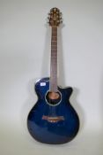 A Crafter fibreglass model FX550 EQ electro acoustic guitar