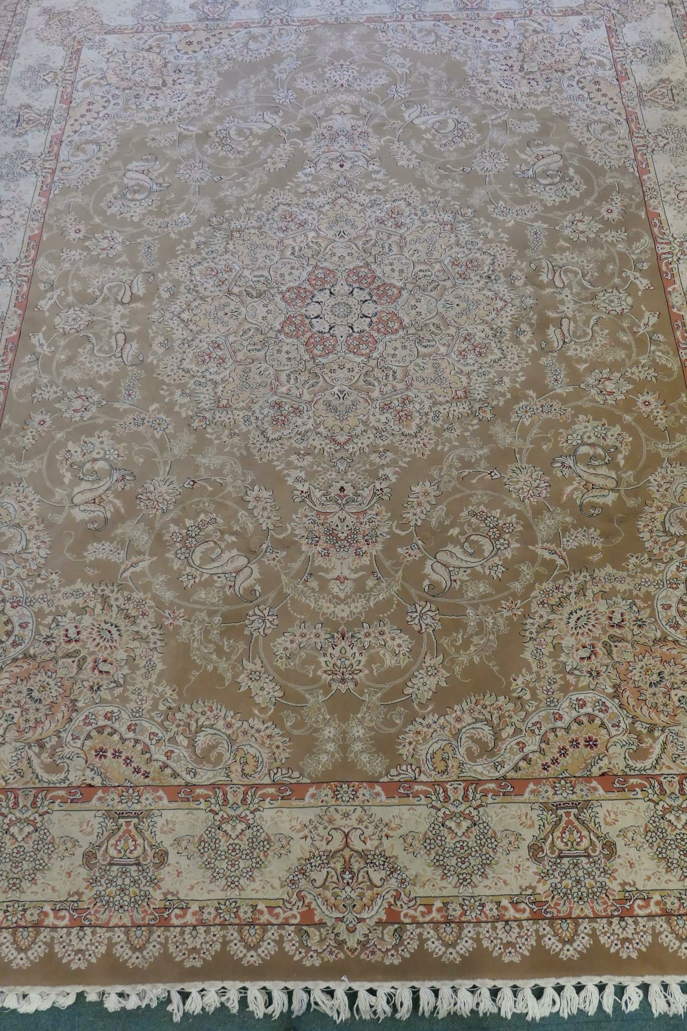 A large fine woven Iranian carpet with bespoke floral design on a buff coloured ground, 300 x 390cm - Image 2 of 6