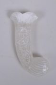 A Murghal style carved crystal dagger handle, 13cm long