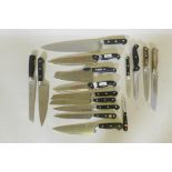 A quantity of chef's knives, Wusthof Classic, Zwilling, J.A. Henckels, Berman & Benz etc, largest