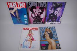 Three '90s issues of Skin Two fettish magazines and two '90s Fiona Cooper glamour video catalogues/