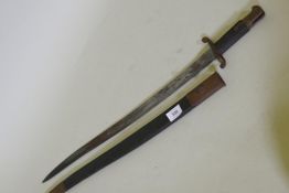 A British naval issue 1856 Yataghan bayonet, marked with an anchor in a circle and letter K, in