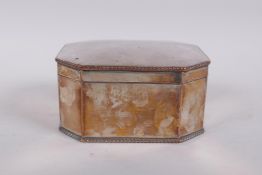 An antique continental silver plate box, impressed dogs head mark to base, 16 x 13cm