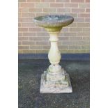 A reconstituted stone birdbath by Sandford Stone, 88cm high x 47cm diameter