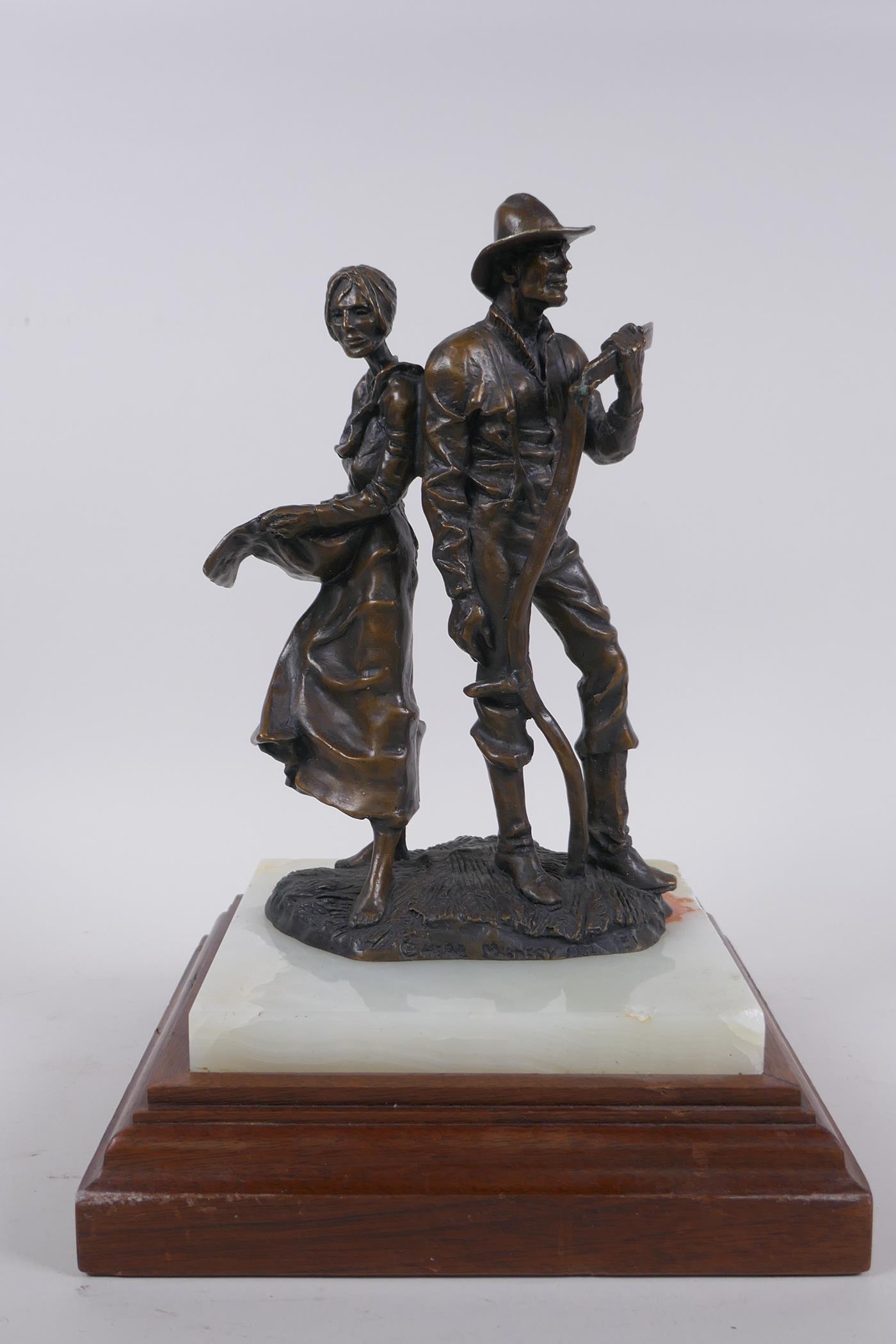 Herb Mignery, (American, b1937), a set of four bronze sculptures of American pioneer tradespeople, - Image 4 of 9